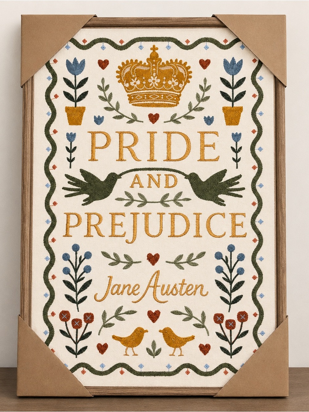 Woven Artistry Pride & Prejudice Embroidered Wall Art Jane Austen 26” x 18”